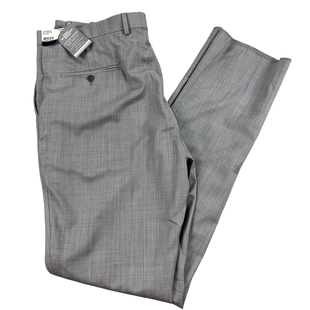 Hart Schaffner Marx Dress Pants Mens 40x37 Gray Wool Luxury Series New York Fit